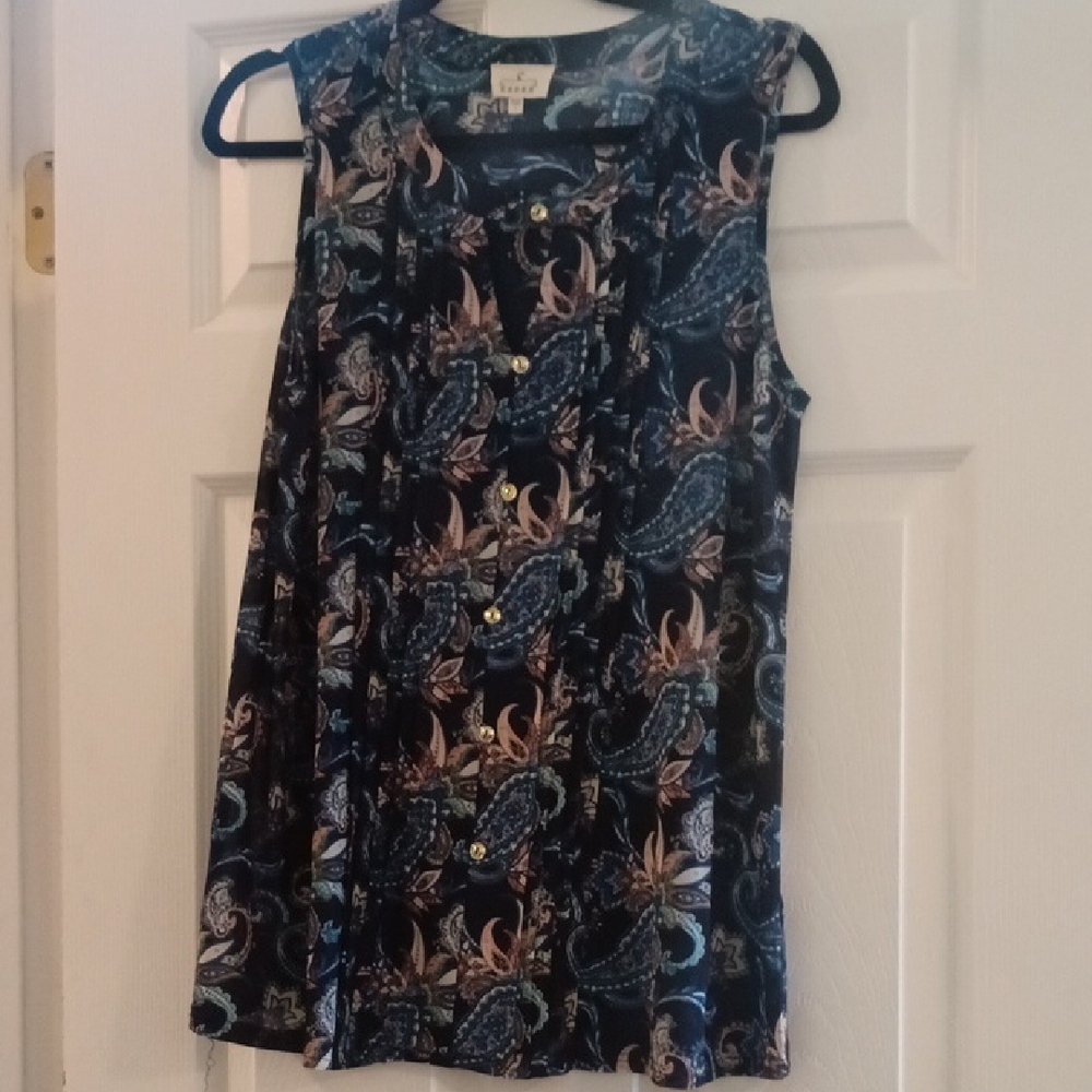 Sleeveless Paisley Blouse - Blue,  Pink,And Black. NWOT